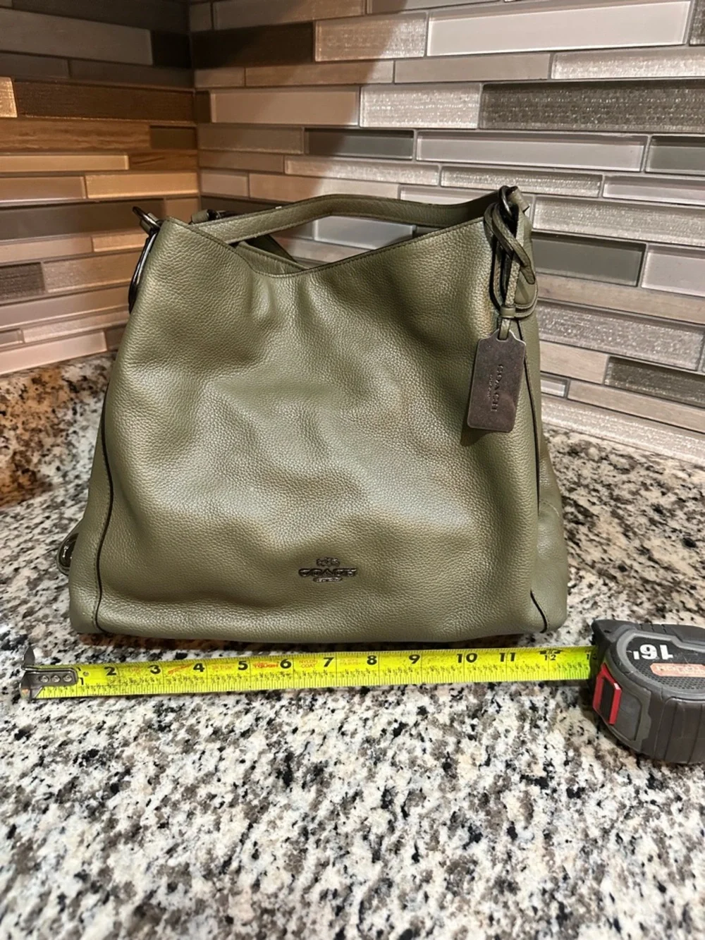 Coach Olive Green Pebbled Leather Shoulder Hobo - Picture 1 of 7